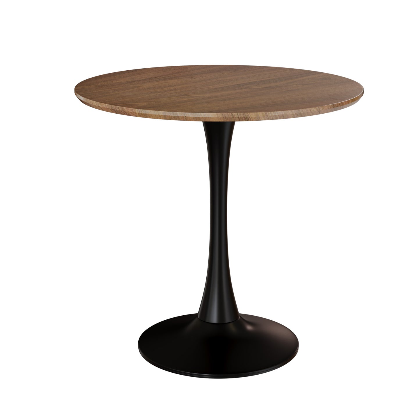 （缺货）Walnut color Round Dining Table, 31.5" Tulip Table Kitchen Dining Table 2-4 People with MDF Table Top & Pedestal Base, Mid-Century End Table Leisure Coffee Table Office Living Room Table