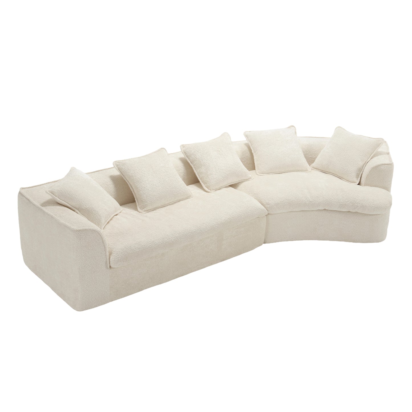 COOLMORE Boucle Sofa 3 Seater for Living Room Oversized Comfy Sofa unique double seat and corner construction for Apartment, Office Left Hand Facing (Beige)