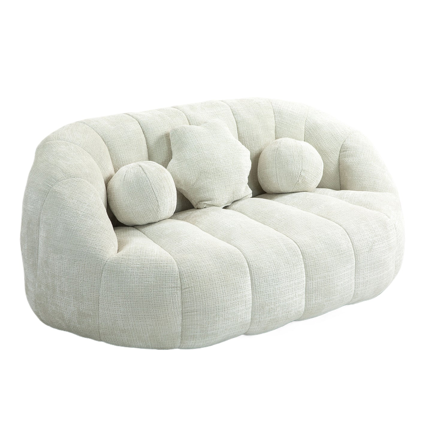 COOLMORE Bean Bag sofa Lazy Sofa Durable Comfort Lounger High Back Bean Bag Chair Couch for Adults and Kids, Indoor & Outdoor, Accent Floor Soft Lounge Chair (White chenille)