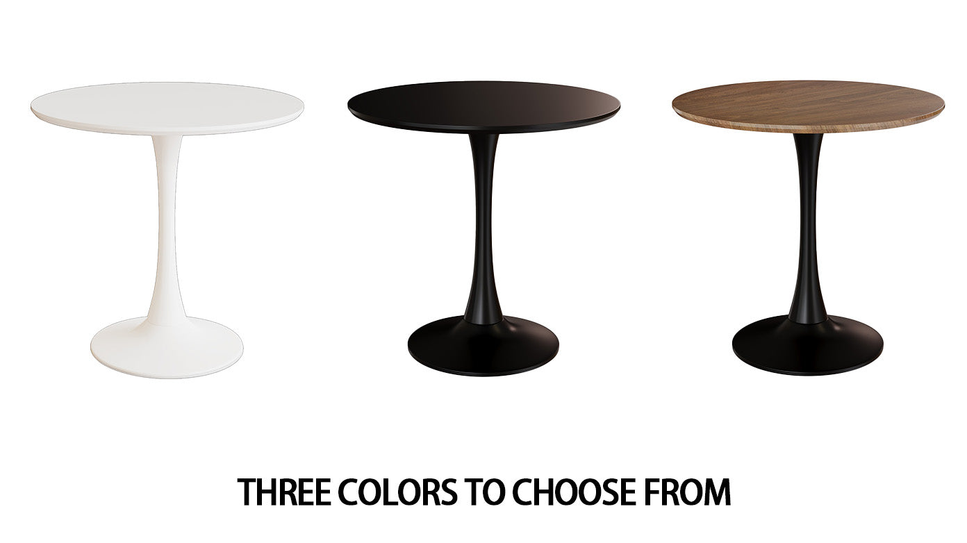 （缺货）Black Round Dining Table, 31.5" Tulip Table Kitchen Dining Table 2-4 People with MDF Table Top & Pedestal Base, Mid-Century End Table Leisure Coffee Table Office Living Room Table