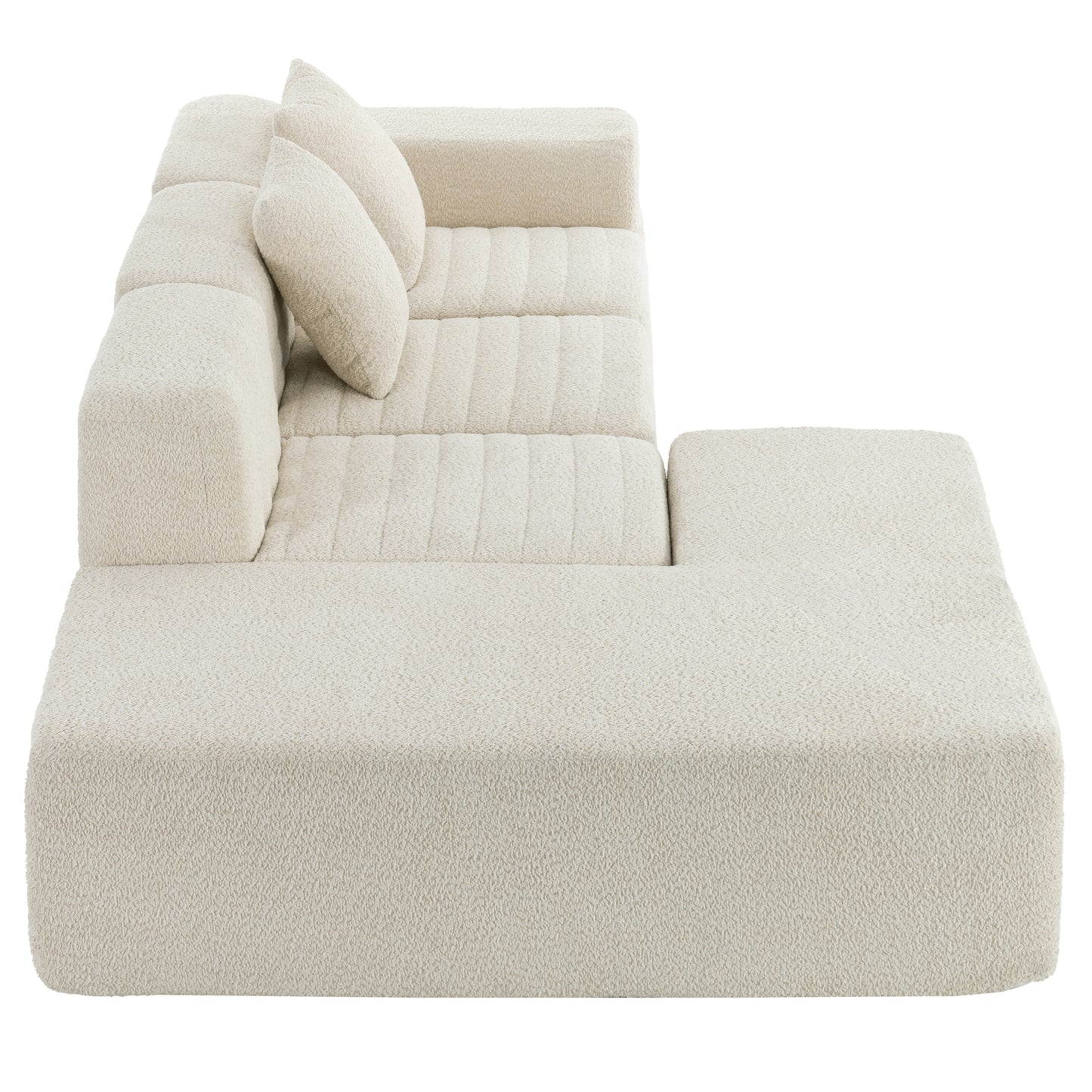 116.5" Sectional Sofa Full-compressed Sofa Couch Free-combined Sofa for Living Room, Beige