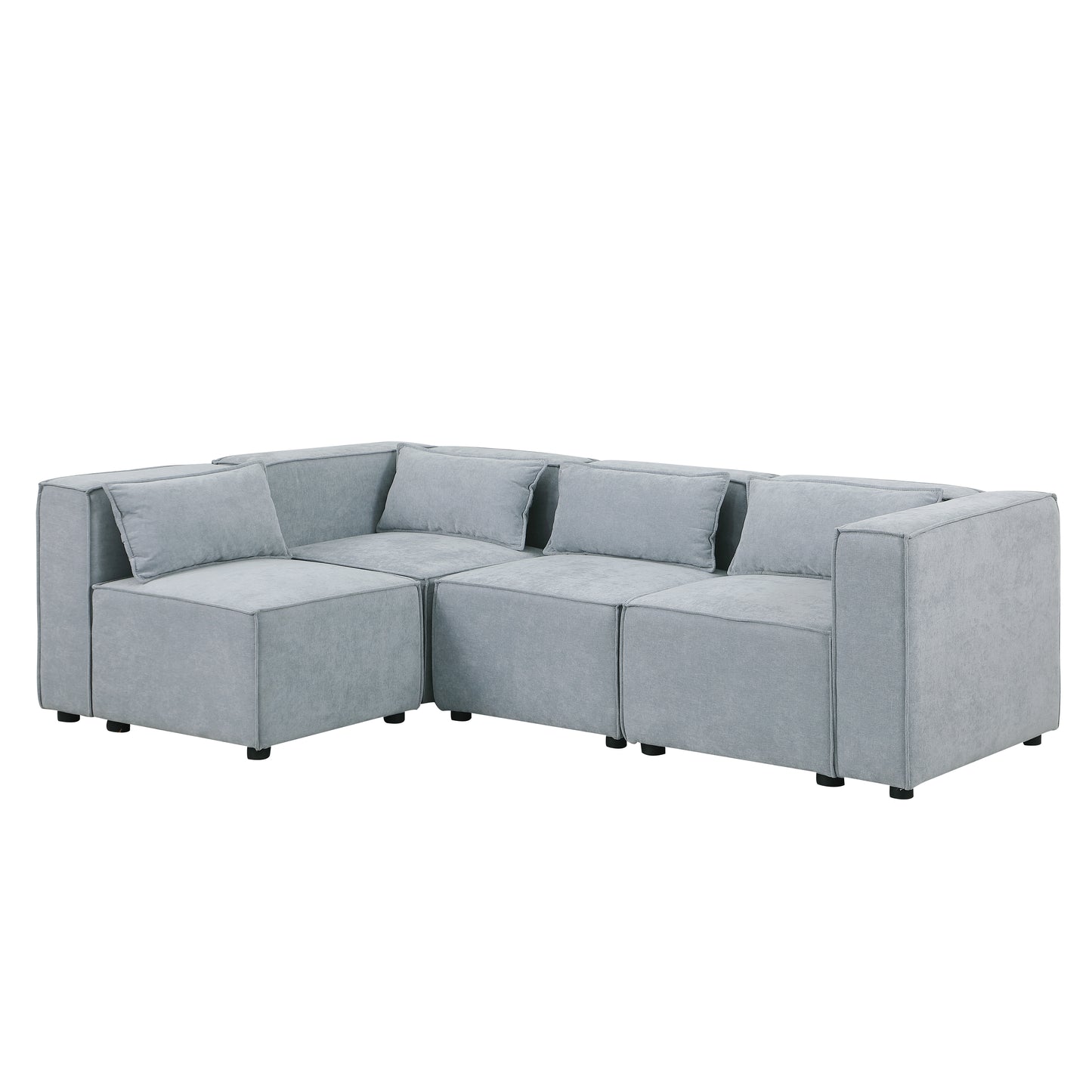 modular sofa Grayish blue chenille fabric, simple and grand, the seat and back is very soft. this is also a KNOCK DOWN sofa