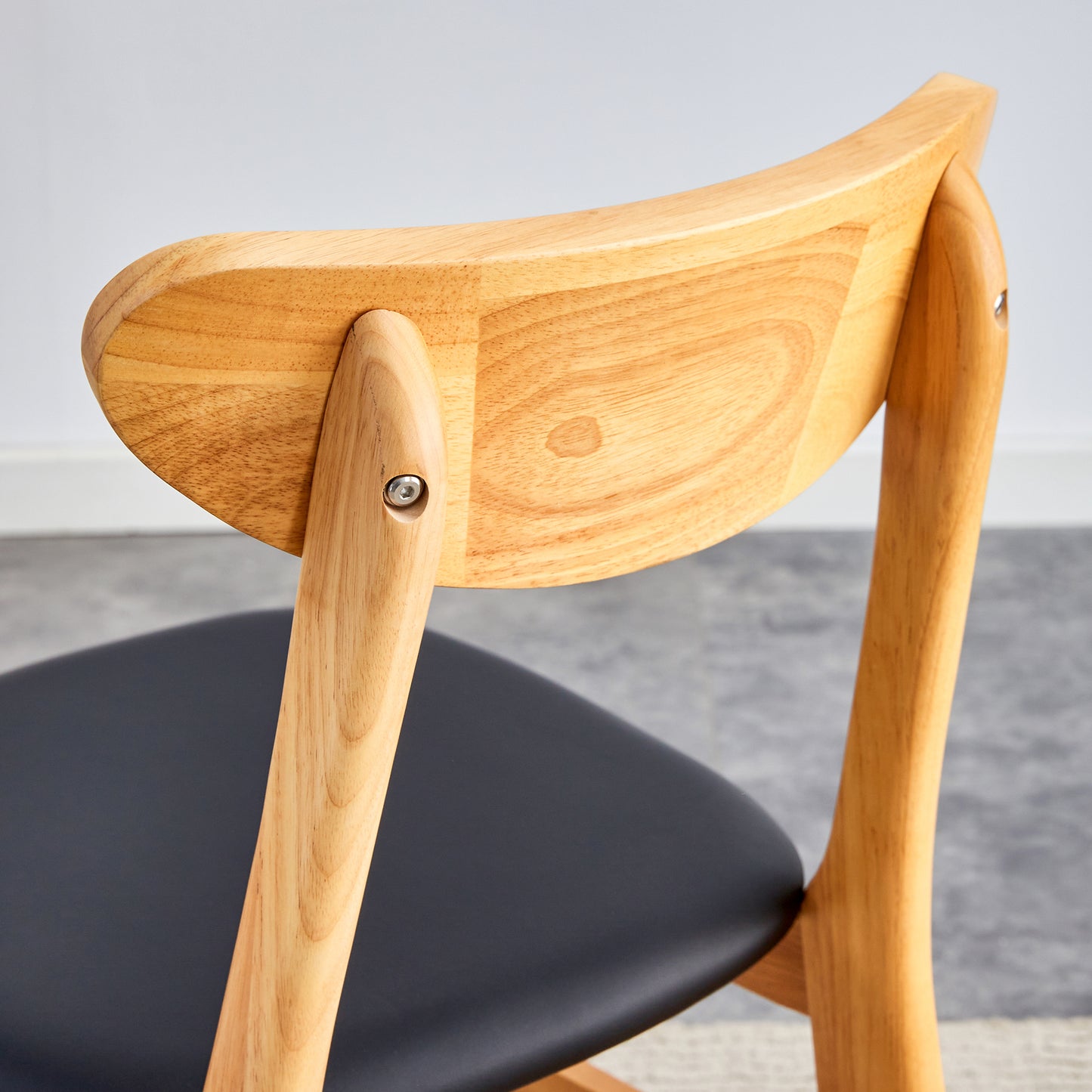 The stylish and durable solid wood dining chair, small curved back, PU cushion, and beautiful shape match perfectly with any room and everyday use