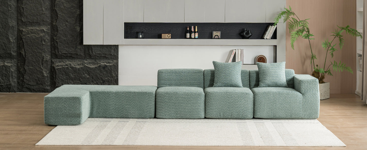 116.5" Sectional Sofa Full-compressed Sofa Couch Free-combined Sofa for Living Room, Green