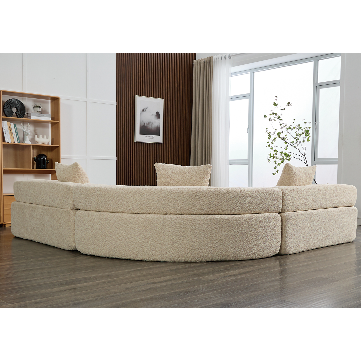 [VIDEO PROVIDED]Oversized Combination Sofa,Curved Sofa,Upholstered 4 Seater Couch for Living Room, Modern Modular 3 Piece Free Combination, Semicircular Modular Sofa , Boucle, Khaki