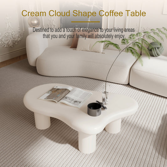 （缺货）47 Inch Cream Cloud Shaped Coffee Table for Living Room