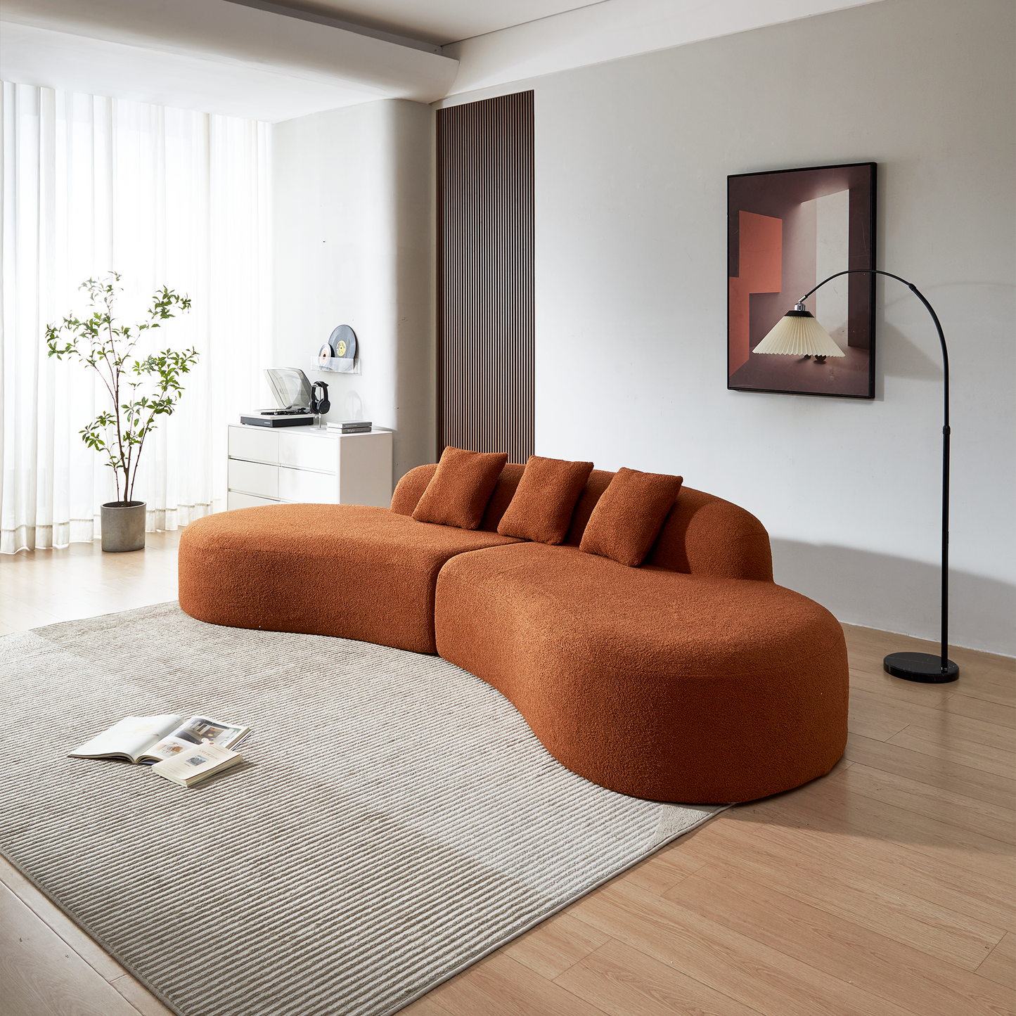 （缺货）Modern Curved Sectional Sofa, 5-Seater Couch, Comfortable and Stylish for Living Room, Apartment, Home Decor