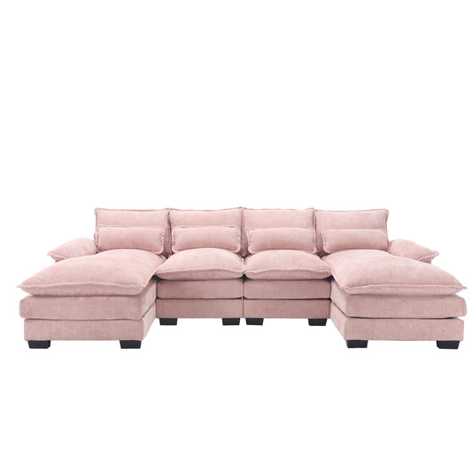 （9.29-10.6到货））UNITED WE WIN Modern Large chenille Fabric U-Shape Sectional Sofa