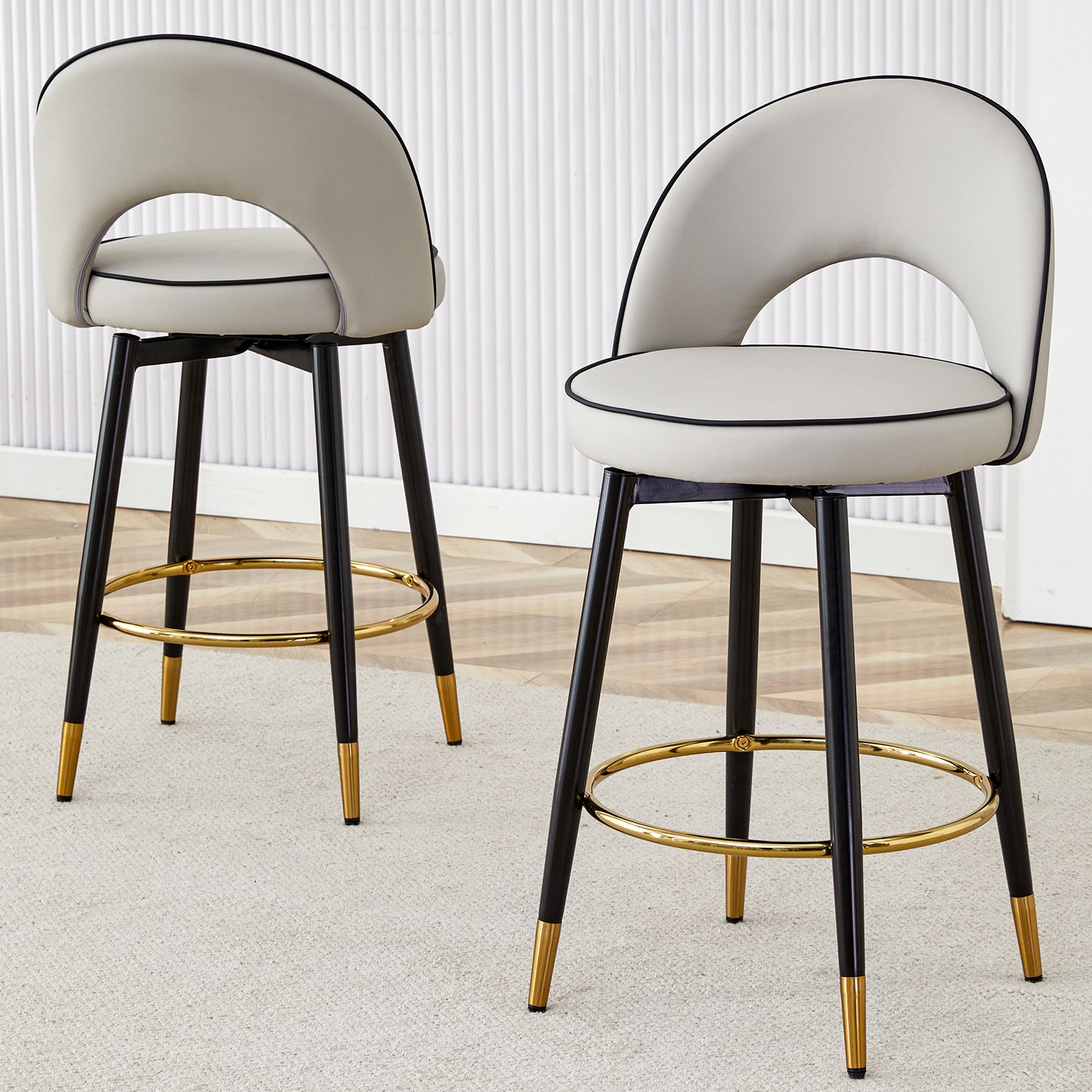 360 ° rotatable bar chair.Modern PU comfortable upholstered bar chair with smooth and beautiful metal legs for dining room, kitchen, terrace and guest office chair .