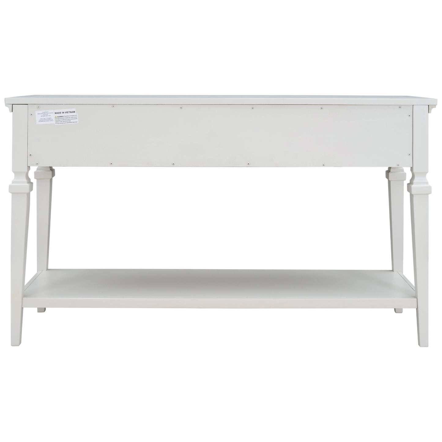 TREXM Classic Retro Style Console Table with Three Top Drawers and Open Style Bottom Shelf, Easy Assembly (Antique White)