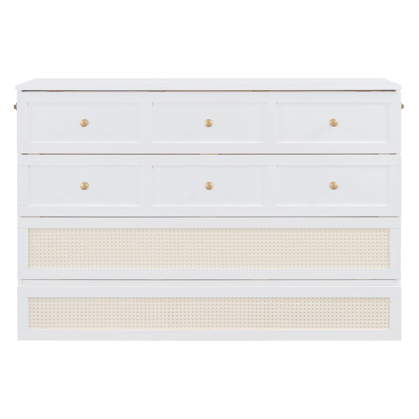 Queen Murphy Bed with Large Drawers,White