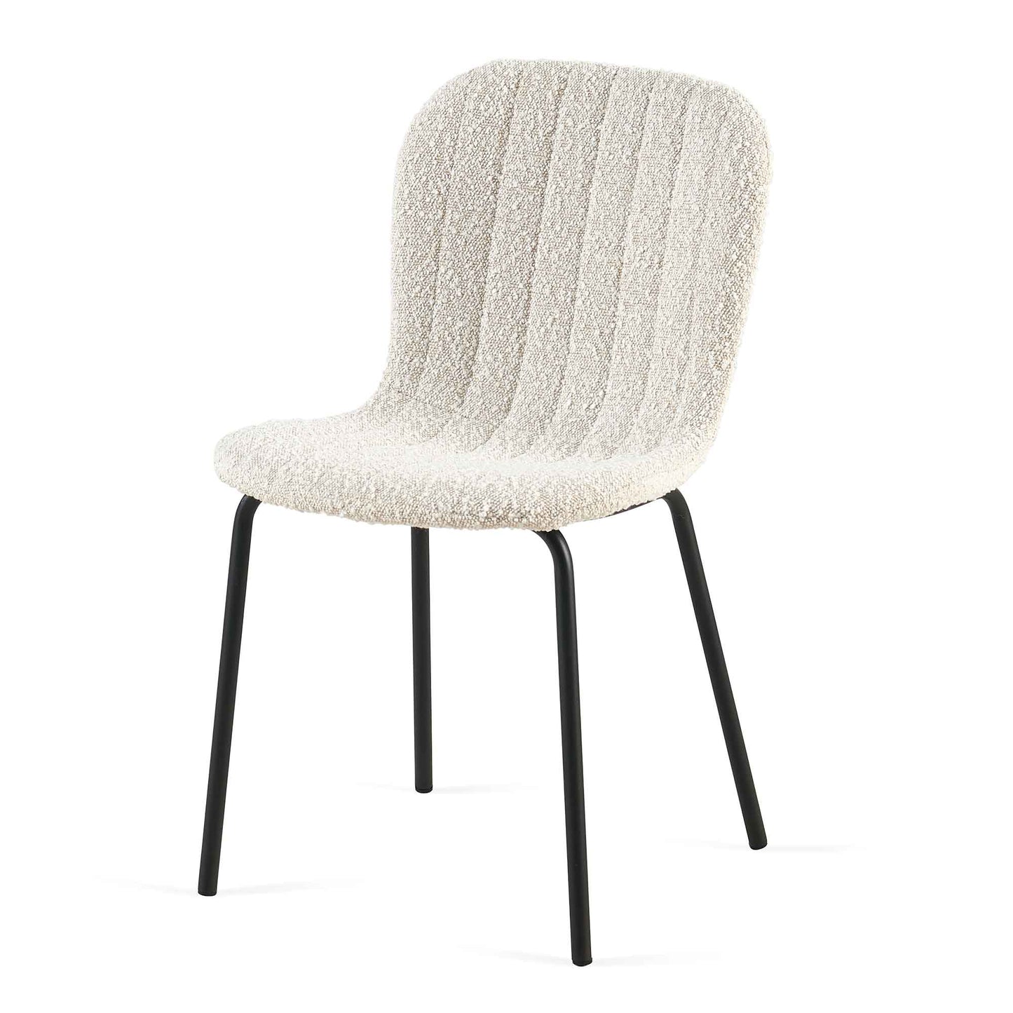 Off White Boucle Dining Chairs Set of 4,Mid-Century Modern Upholstered PU Leather Chairs,for Kitchen Dining Room