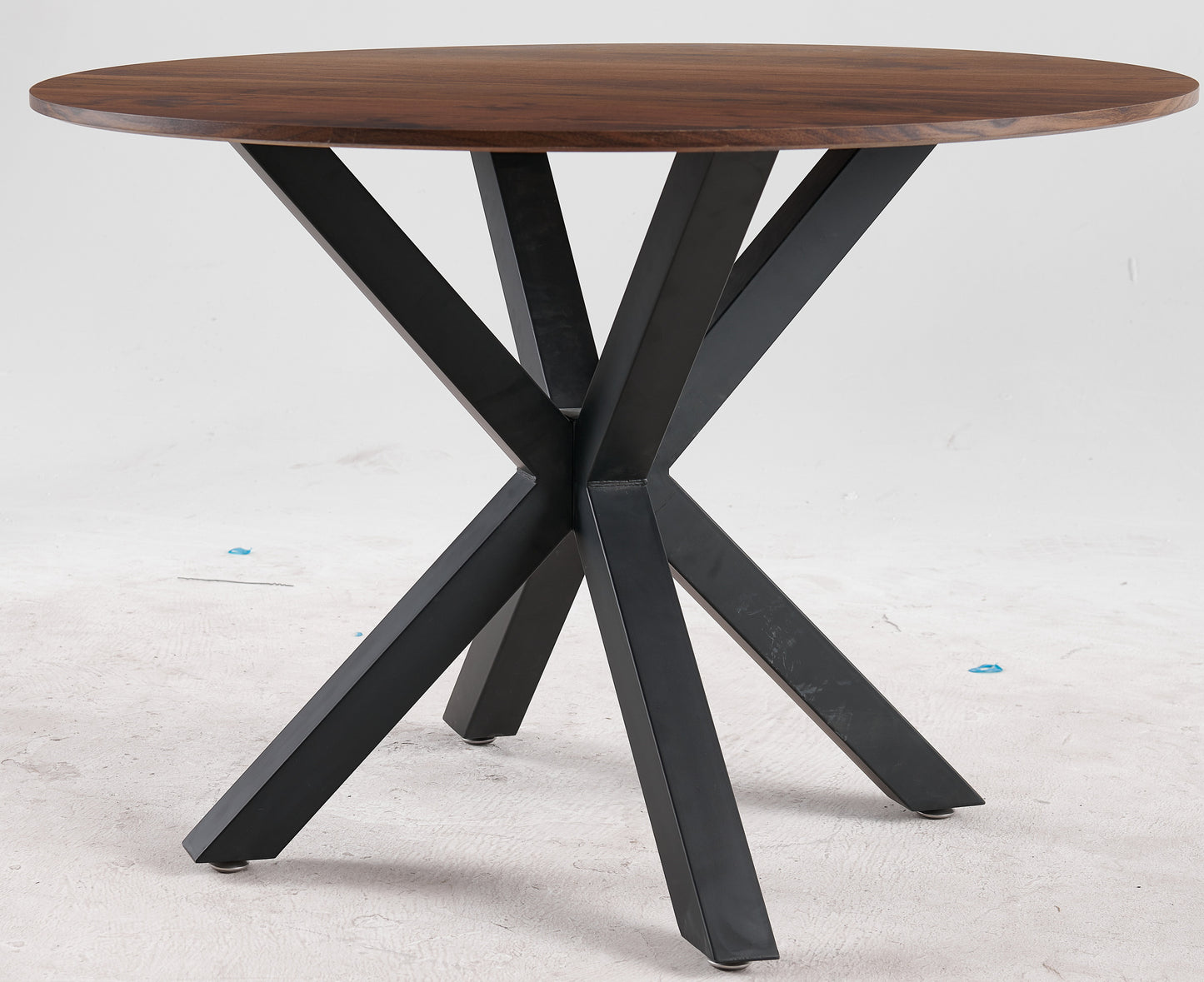 42.1"BLACK AND WOOD COLOR Table Mid-century Dining Table for 4-6 people With Round Mdf Table Top, Pedestal Dining Table, End Table Leisure Coffee Table,cross leg