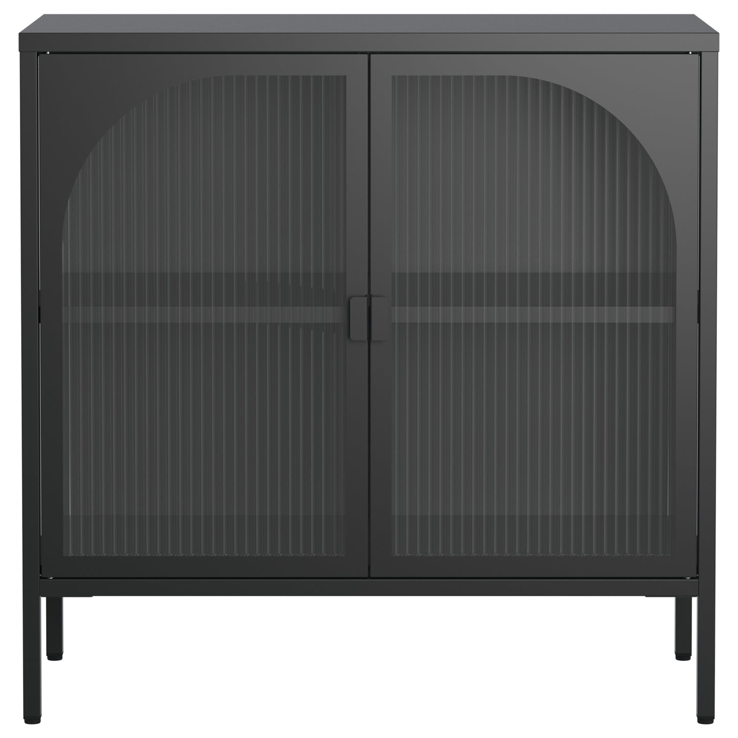 Metal Sideboard Cabinet,Accent Storage Cabinet with 2 Glass doors,Modern Coffee Bar Cabinet with Adjustable Shelves 154 lbs Capacity for Kitchen, Living Room and Hallway, Black