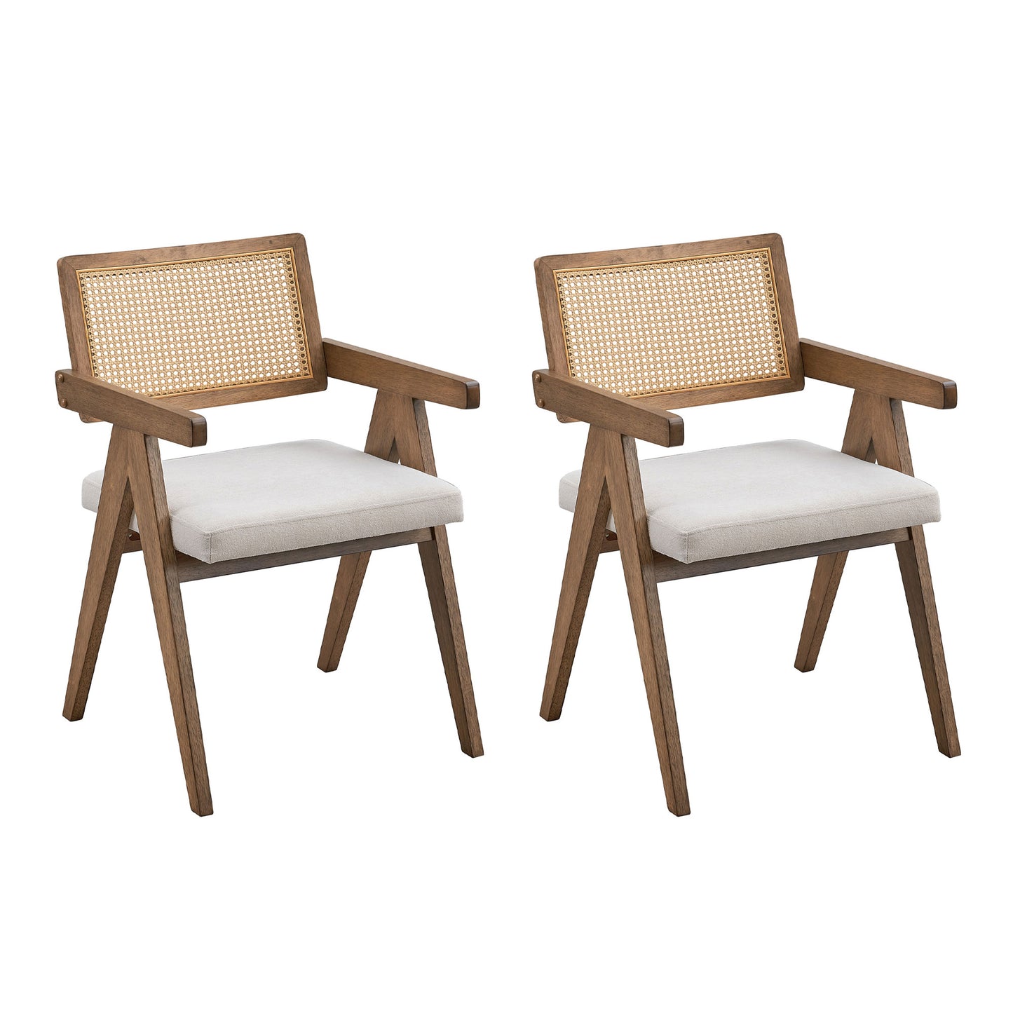 Wooden Frame Upholstered Dining Chairs Set of 2,Mid Century Kitchen Chairs for Living Room,Restaurant,Bohemian Style Chairs for Office,Coffee Shop.OAK