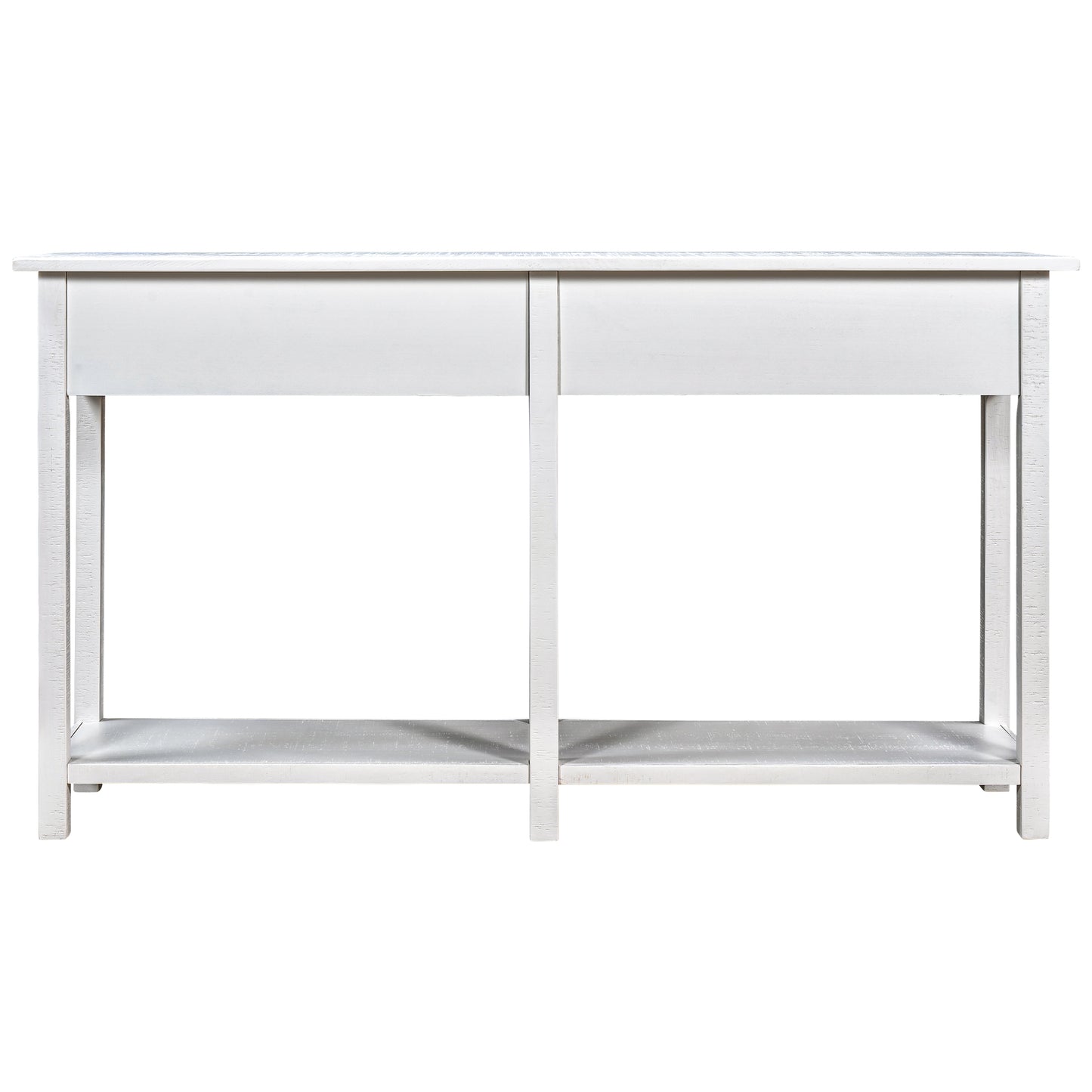 TREXM Rustic Brushed Texture Entryway Table Console Table with Drawer and Bottom Shelf for Living Room (Ivory White)