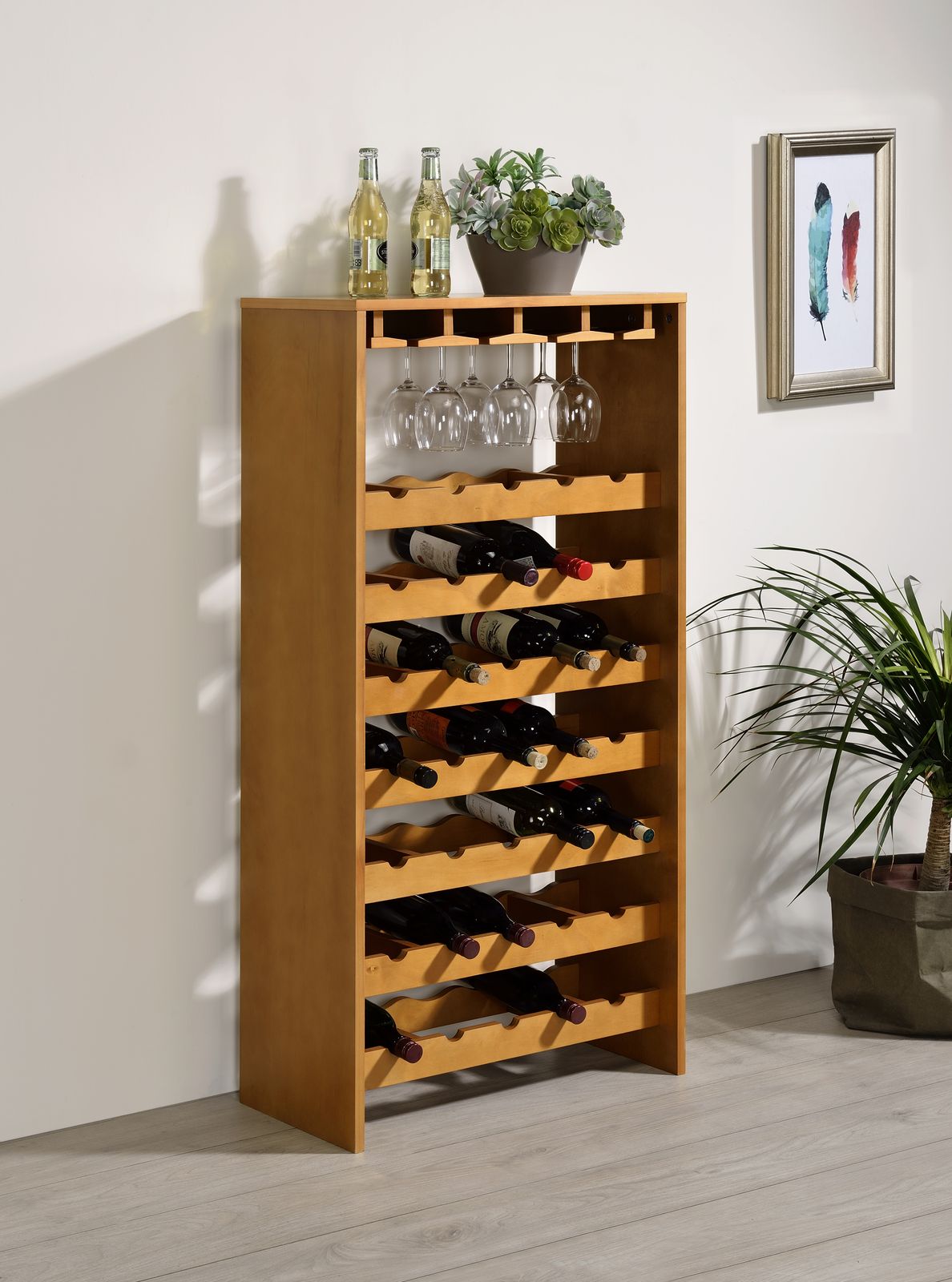 ACME Hanzi Wine Cabinet, Oak Finish 97838