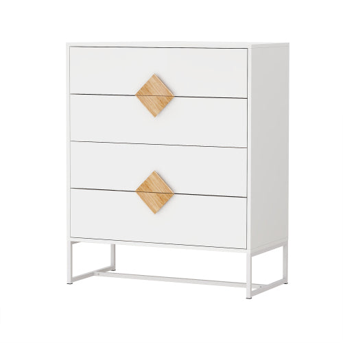 （缺货）Solid wood special shape square handle design with 4 drawers bedroom furniture dressers