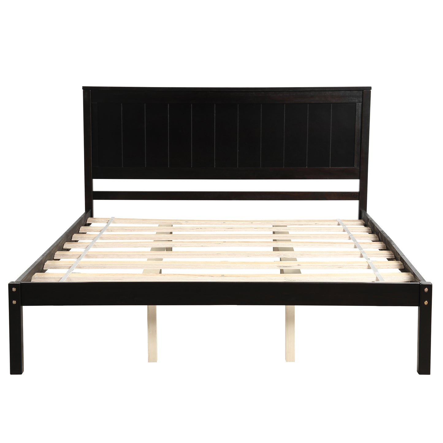 （最后3个）Platform Bed Frame with Headboard, Wood Slat Support, No Box Spring Needed, Queen,Espresso(OLD SKU:WF191420AAP)