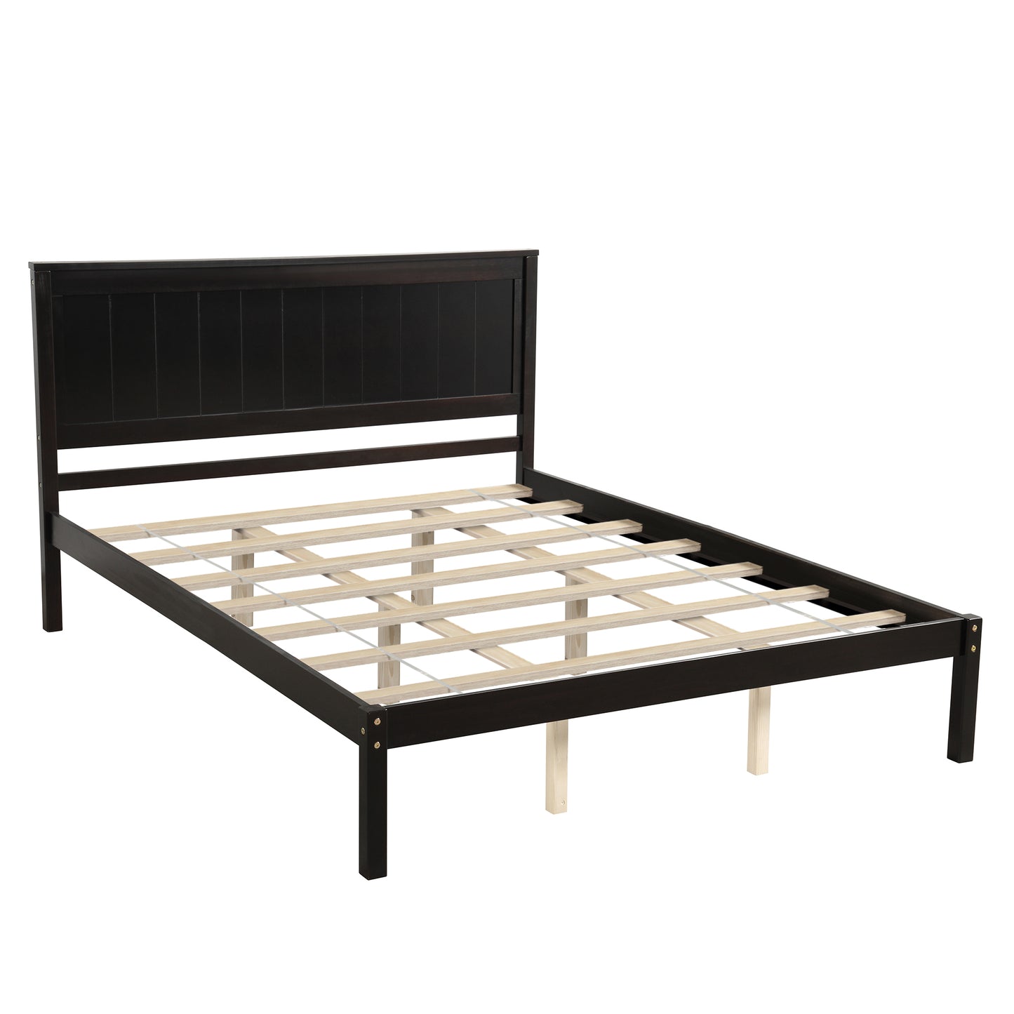 （最后3个）Platform Bed Frame with Headboard, Wood Slat Support, No Box Spring Needed, Queen,Espresso(OLD SKU:WF191420AAP)