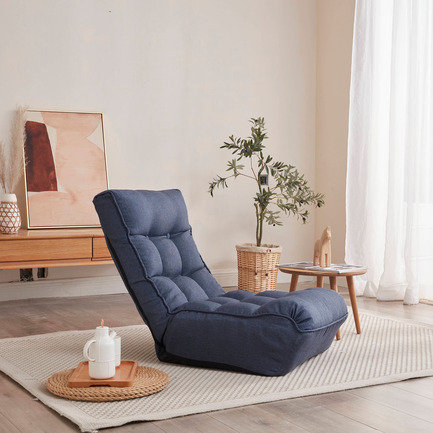 （缺货）Single sofa reclining chair Japanese chair lazy sofa tatami balcony reclining chair leisure sofa adjustable chair