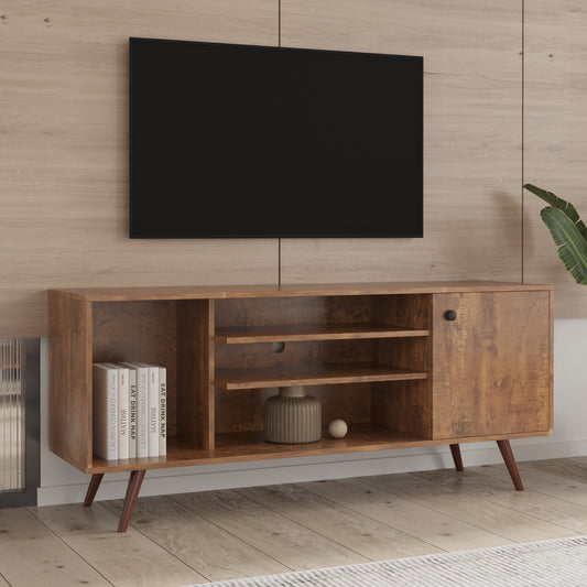 TV Stand Use in Living Room Furniture with 1 storage and 2 shelves Cabinet, high quality particle board,Walnut