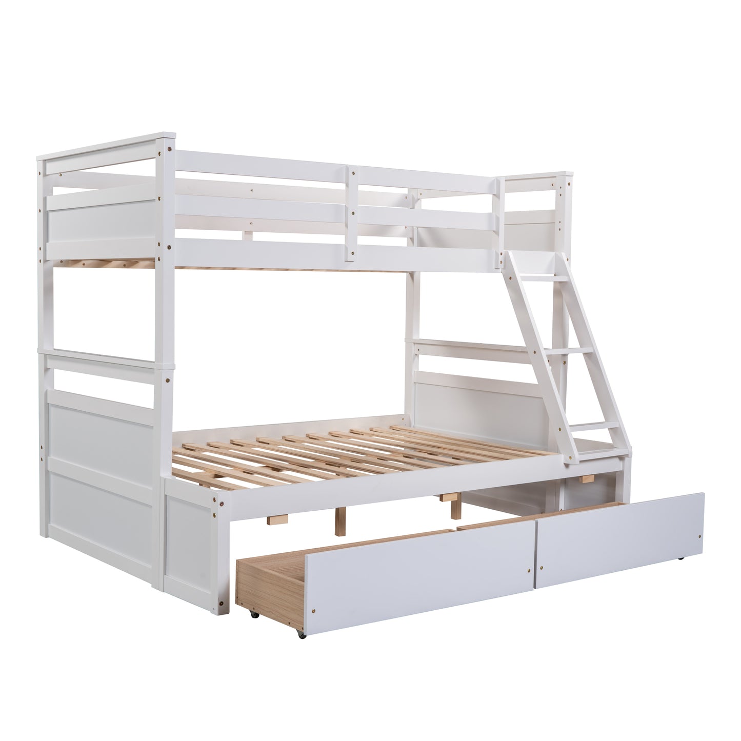 Twin over Full Bunk Bed with Storage - White(OLD SKU :LP000022AAK)