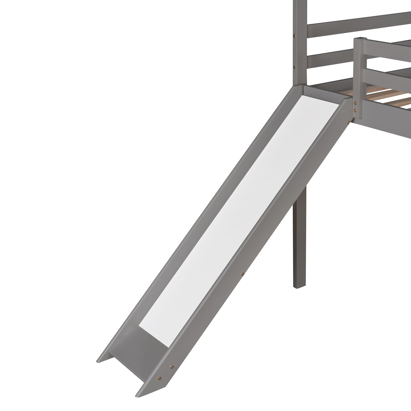 Twin Loft Bed with Slide, House Bed with Slide,Gray