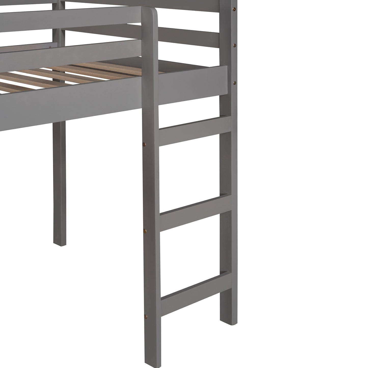 Twin Loft Bed with Slide, House Bed with Slide,Gray