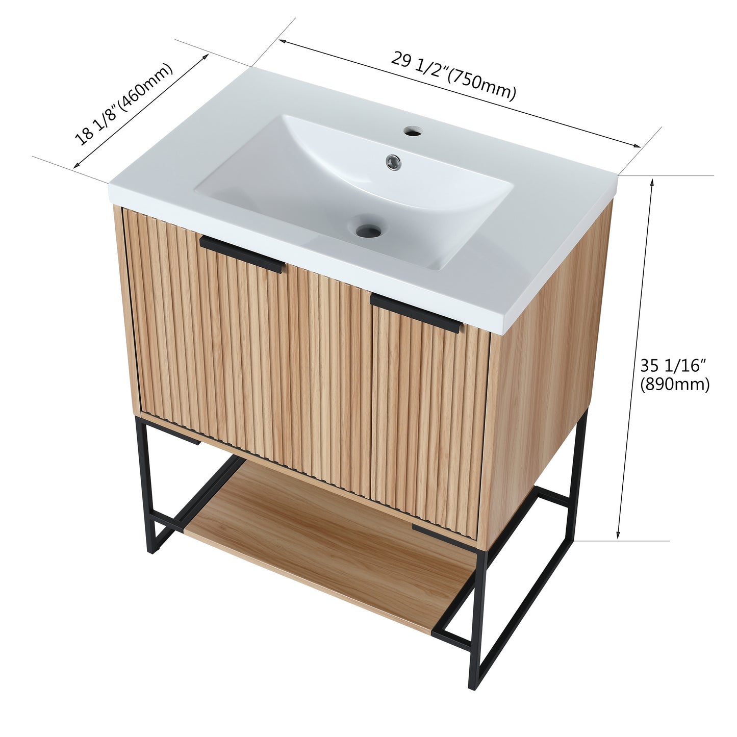 30 Inch Freestanding Bathroom Vanity With Resin Basin,30x18