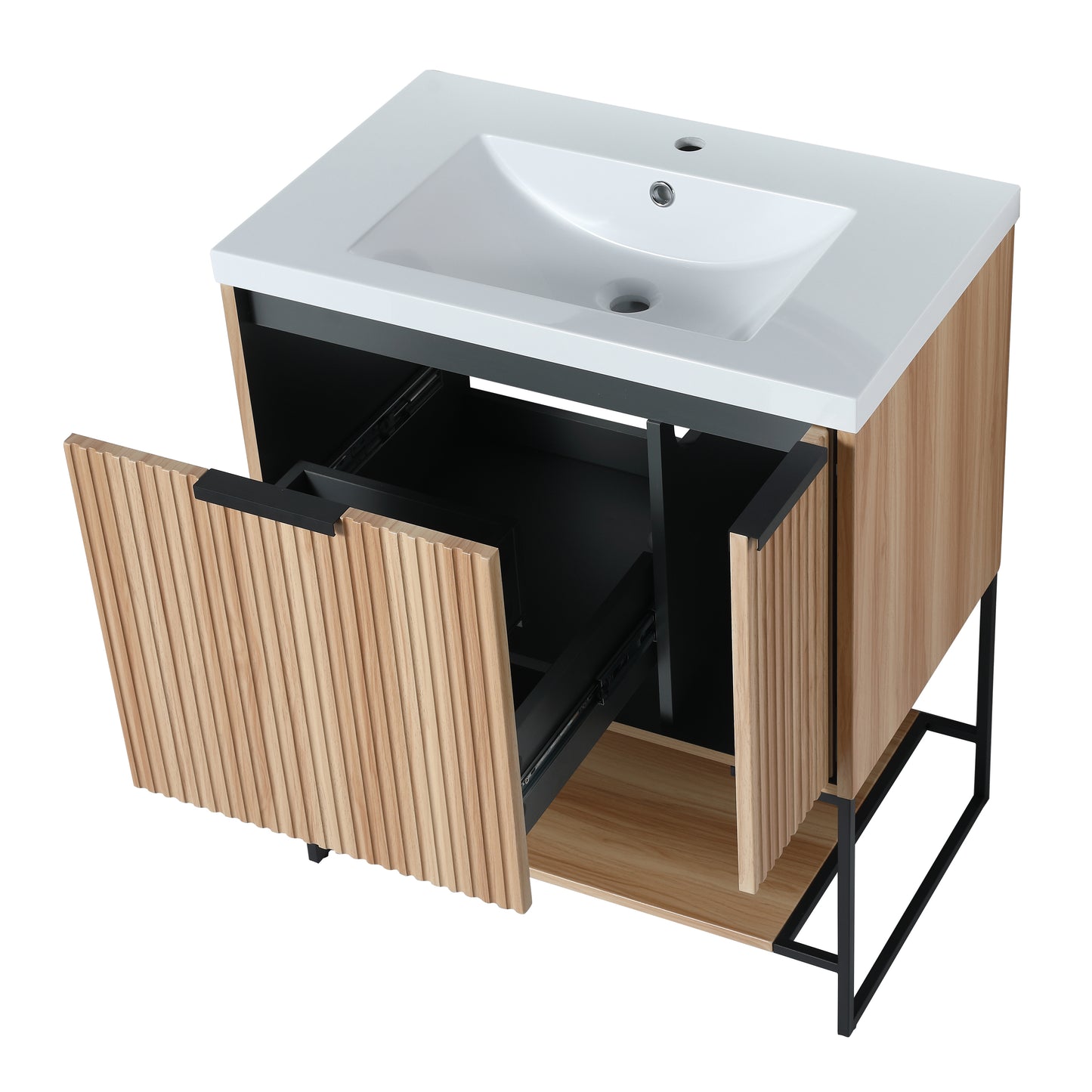 30 Inch Freestanding Bathroom Vanity With Resin Basin,30x18