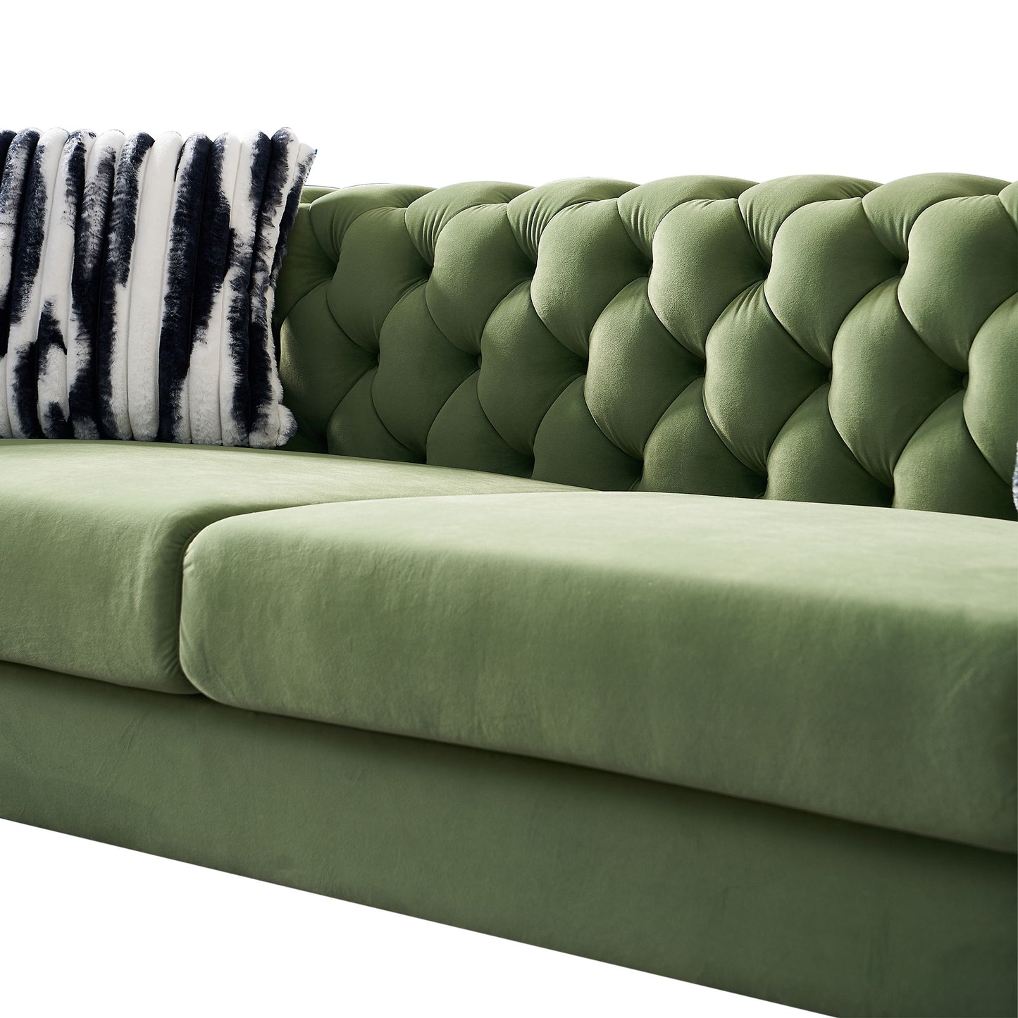 Chesterfield Modern Tufted Velvet Living Room Sofa, 84.25''W Couch,Mint Green