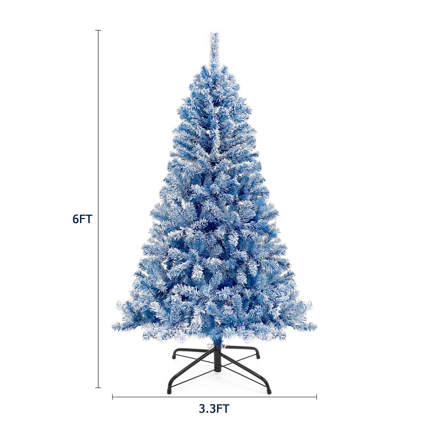 6FT Pre-Lit Hinged Artificial Fir ChristmasTree, Xmas Tree Snow Flocked Artificial Holiday Christmas Tree w/750 Branch Tips X-mas