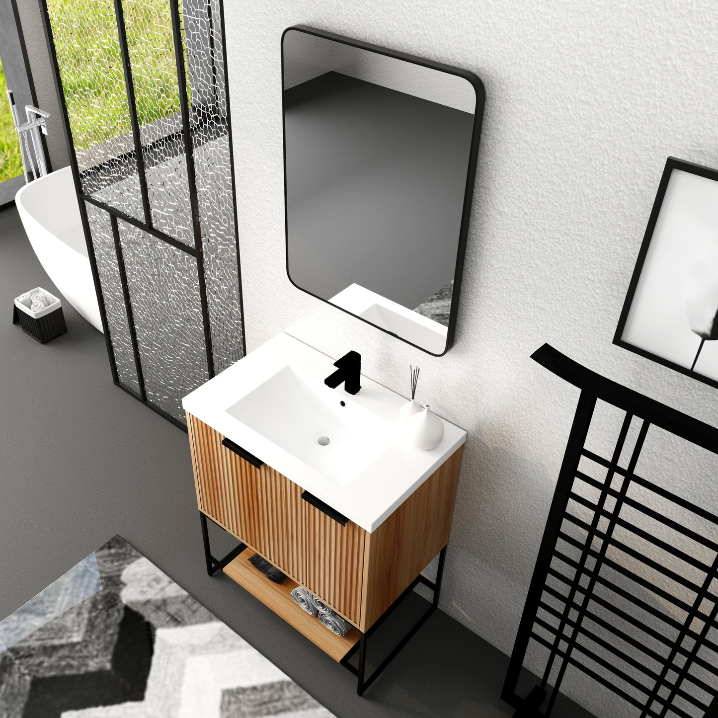 30 Inch Freestanding Bathroom Vanity With Resin Basin,30x18