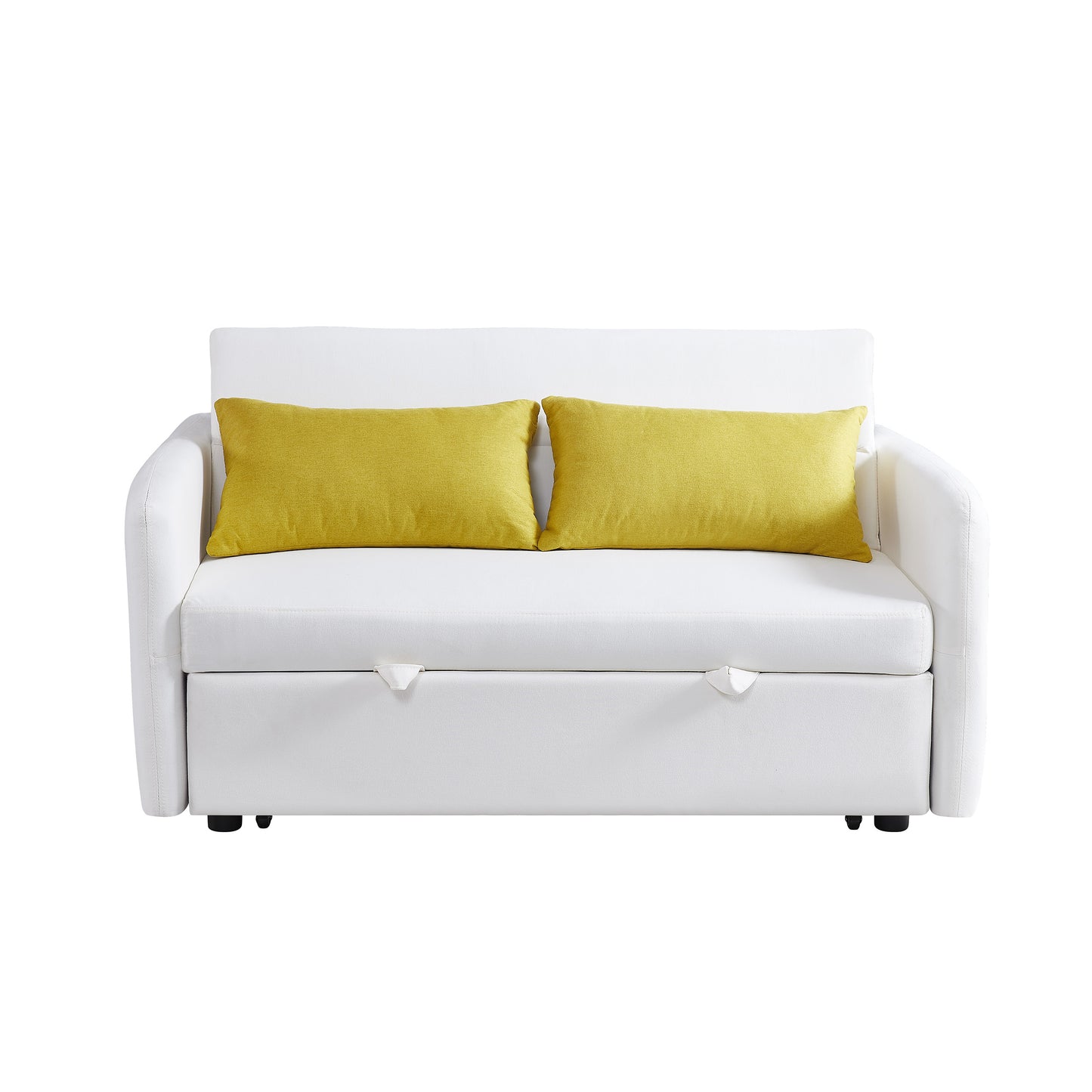 Twins Sofa Bed Cream White Fabric