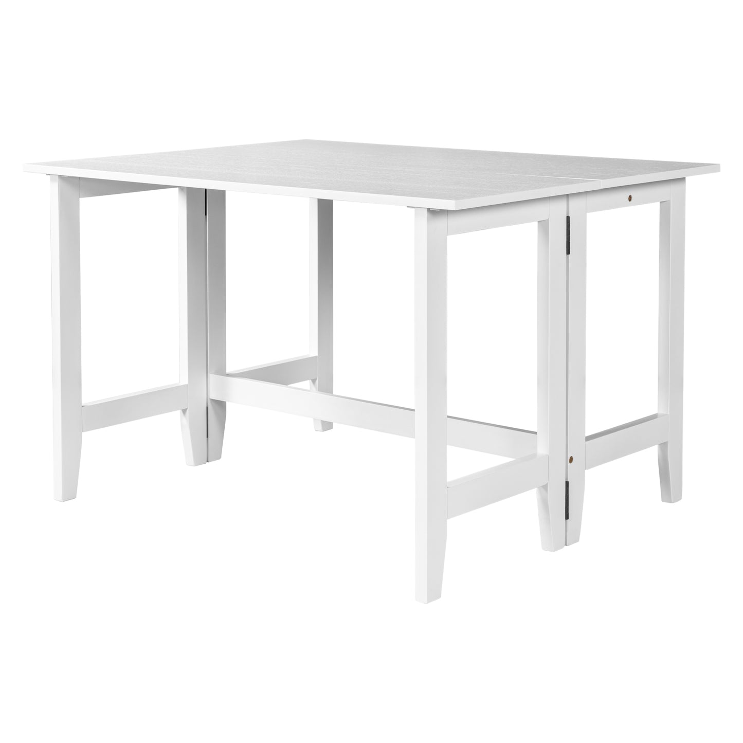 TOPMAX Farmhouse Wood Extendable Dining Table with Drop Leaf for Small Places, White