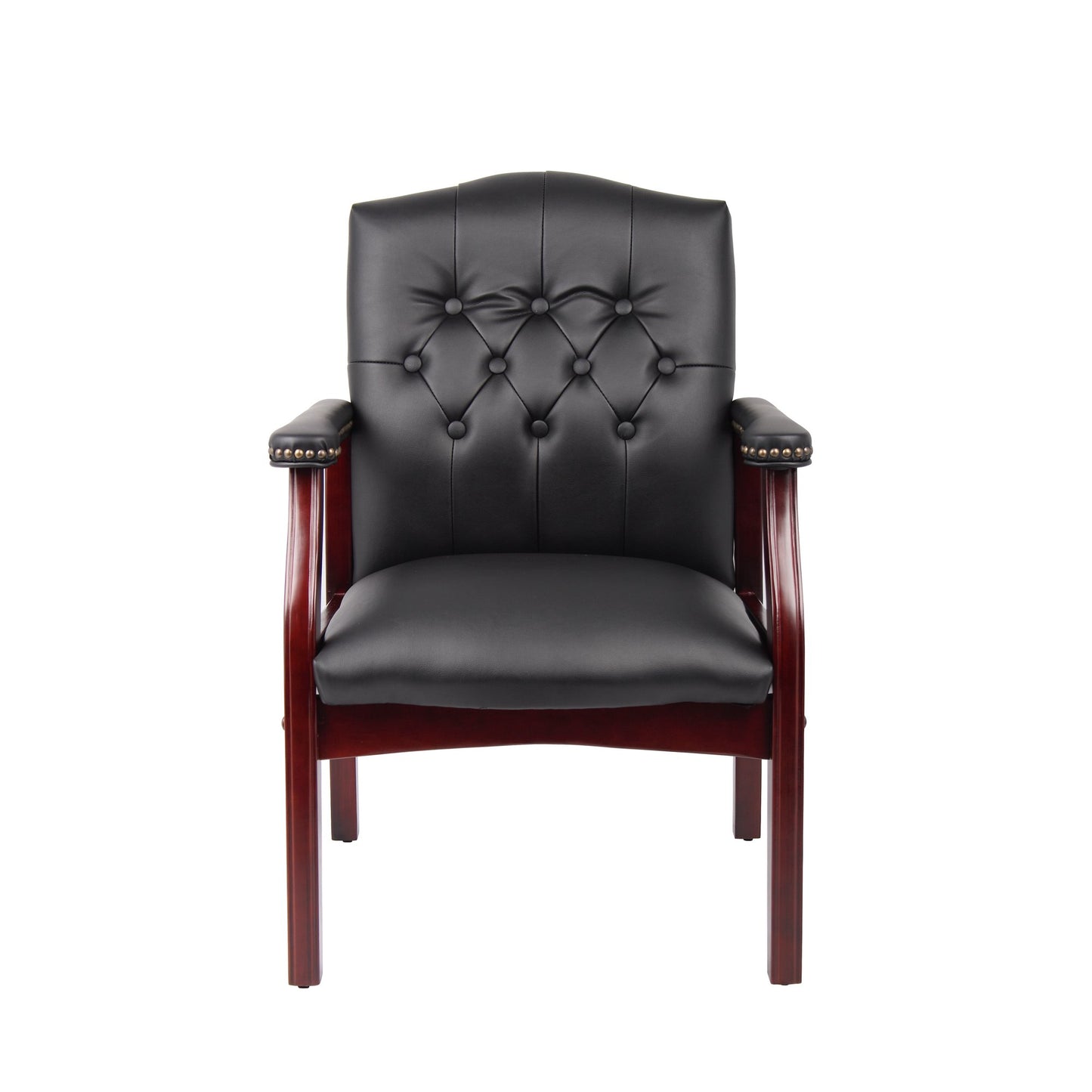 Leather Reception Guest Chairs W/Padded Seat and Arms Ergonomic Mid-Back Office Executive Side Chair for Meeting Waiting Room Conference Office Guest Chairs,Black