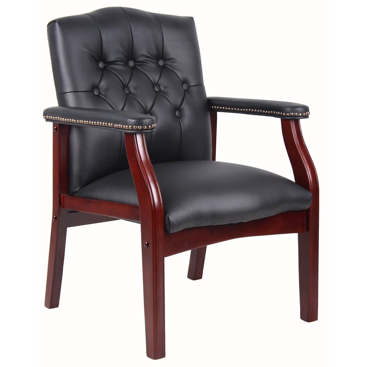 Leather Reception Guest Chairs W/Padded Seat and Arms Ergonomic Mid-Back Office Executive Side Chair for Meeting Waiting Room Conference Office Guest Chairs,Black