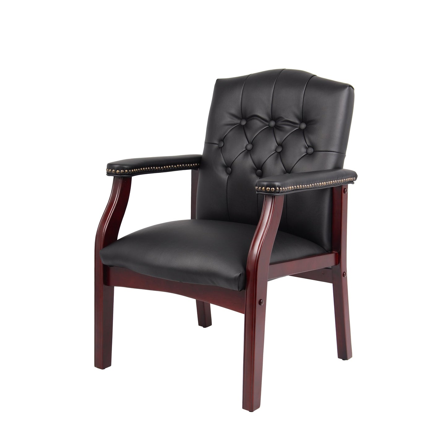 Leather Reception Guest Chairs W/Padded Seat and Arms Ergonomic Mid-Back Office Executive Side Chair for Meeting Waiting Room Conference Office Guest Chairs,Black