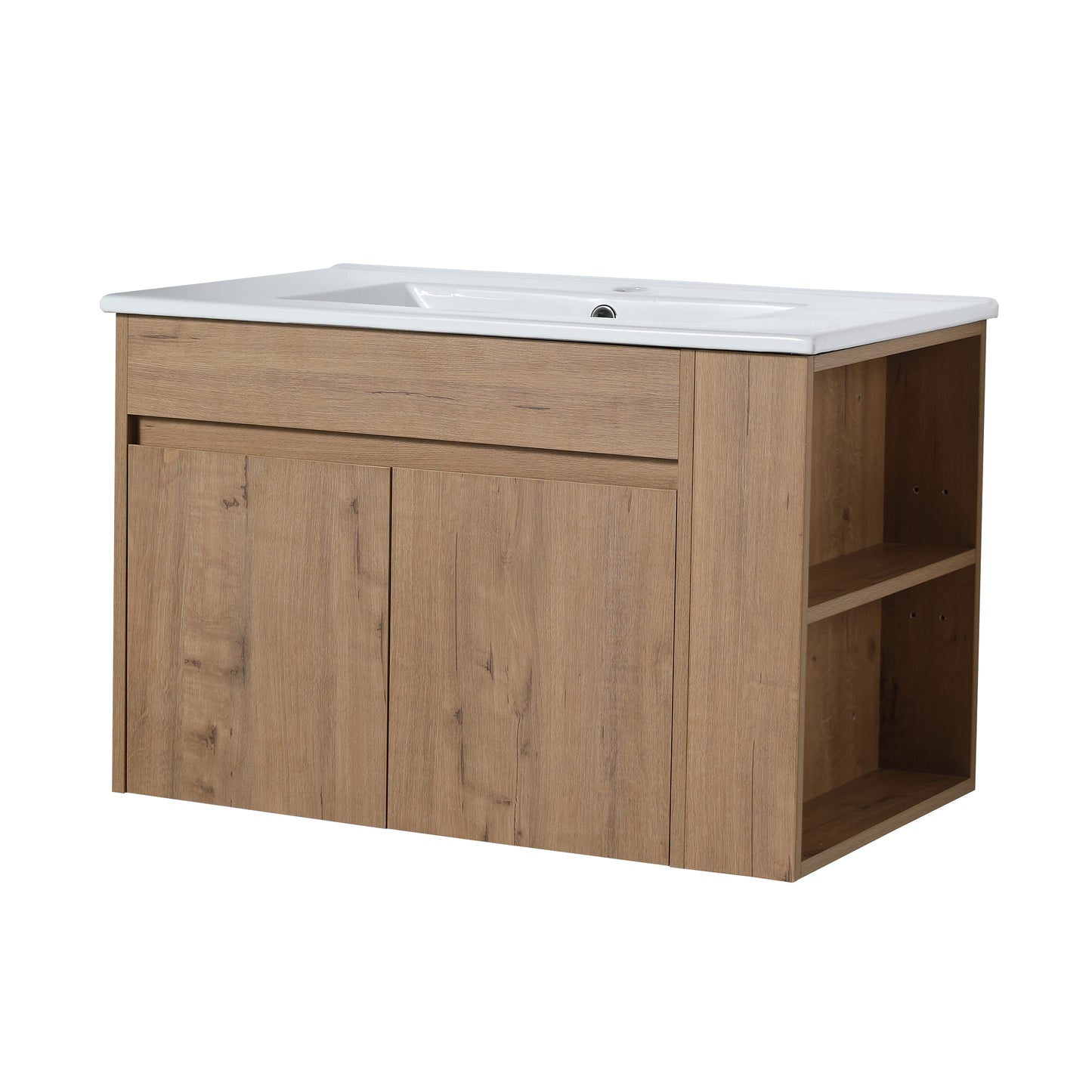 30 Inch Bathroom Vanity With White Ceramic Basin and Adjust Open Shelf(KD-PACKING)