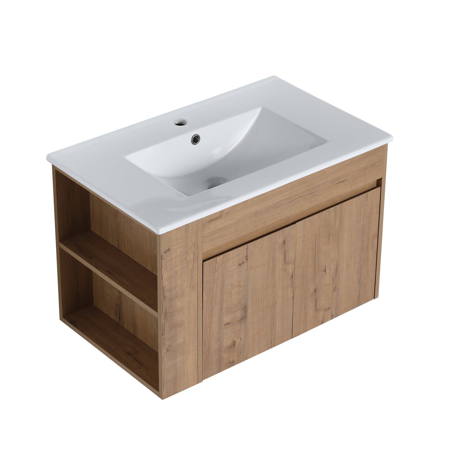 30 Inch Bathroom Vanity With White Ceramic Basin and Adjust Open Shelf(KD-PACKING)