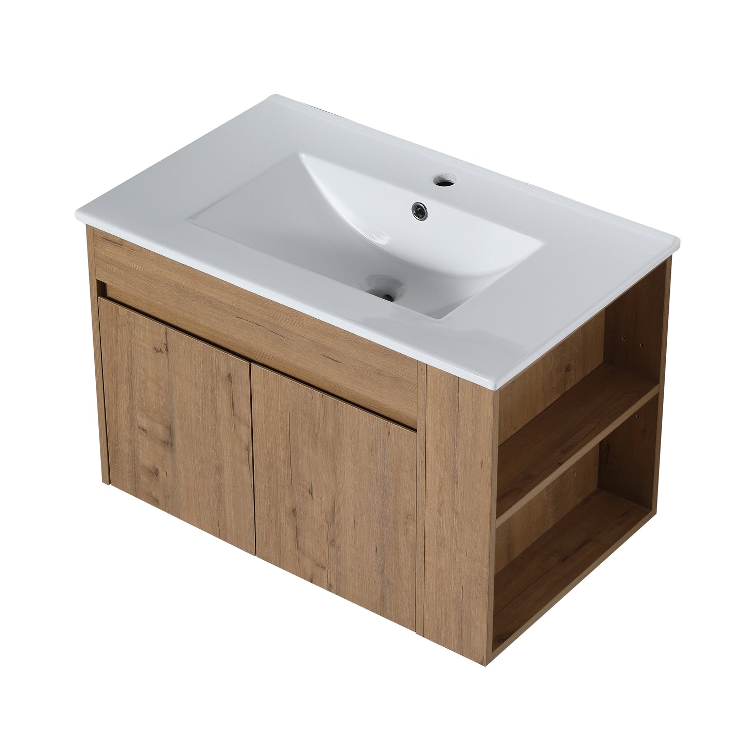 30 Inch Bathroom Vanity With White Ceramic Basin and Adjust Open Shelf(KD-PACKING)