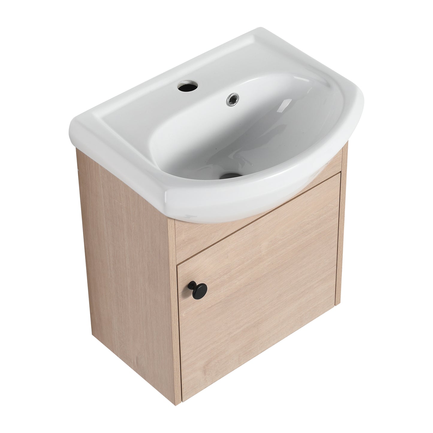 Small Size 18 Inch Bathroom Vanity With Ceramic Sink,Wall Mounting Design(KD-PACKING)-G-BVB02318PLO