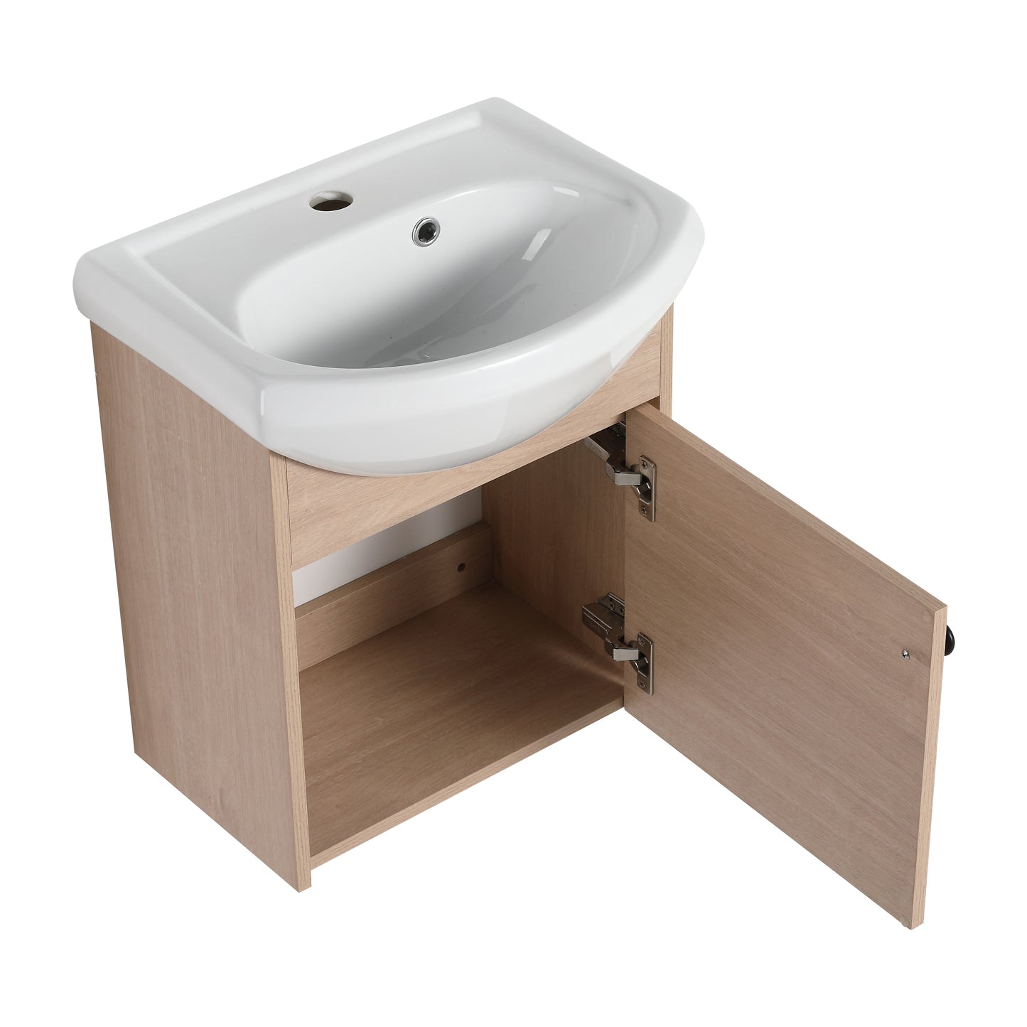 Small Size 18 Inch Bathroom Vanity With Ceramic Sink,Wall Mounting Design(KD-PACKING)-G-BVB02318PLO