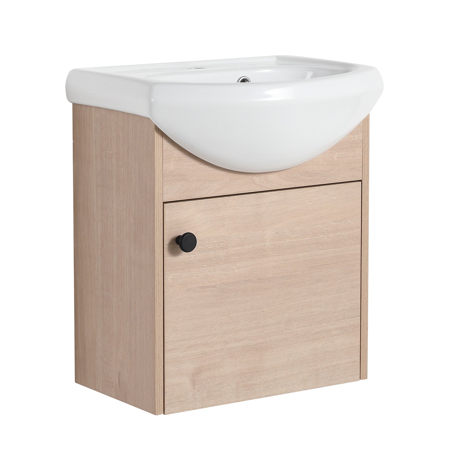 Small Size 18 Inch Bathroom Vanity With Ceramic Sink,Wall Mounting Design(KD-PACKING)-G-BVB02318PLO