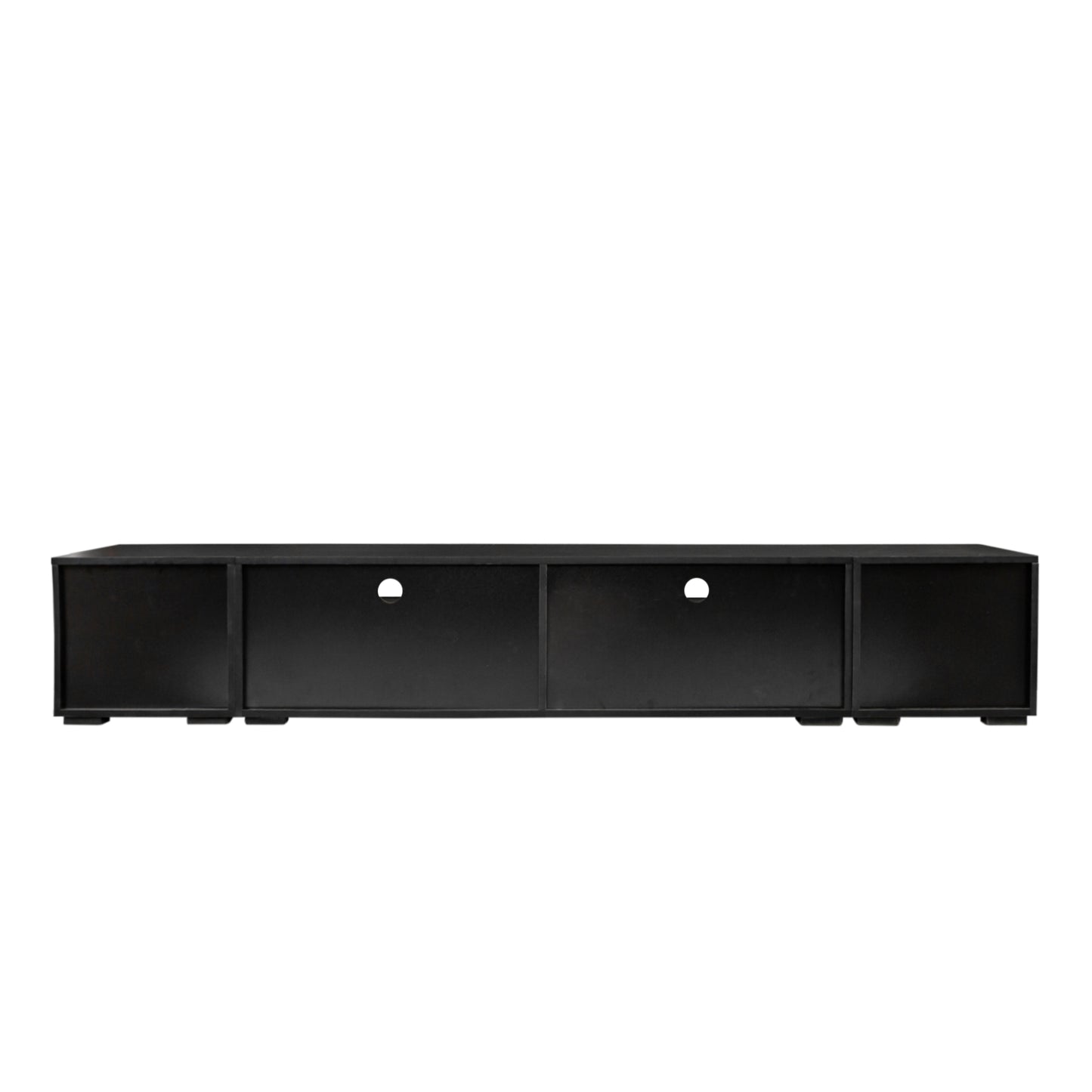 ON-TREND Extended, Minimalist Design TV stand with Color Changing LED Lights, Modern Universal Entertainment Center, High Gloss TV Cabinet for 90+ inch TV, Black