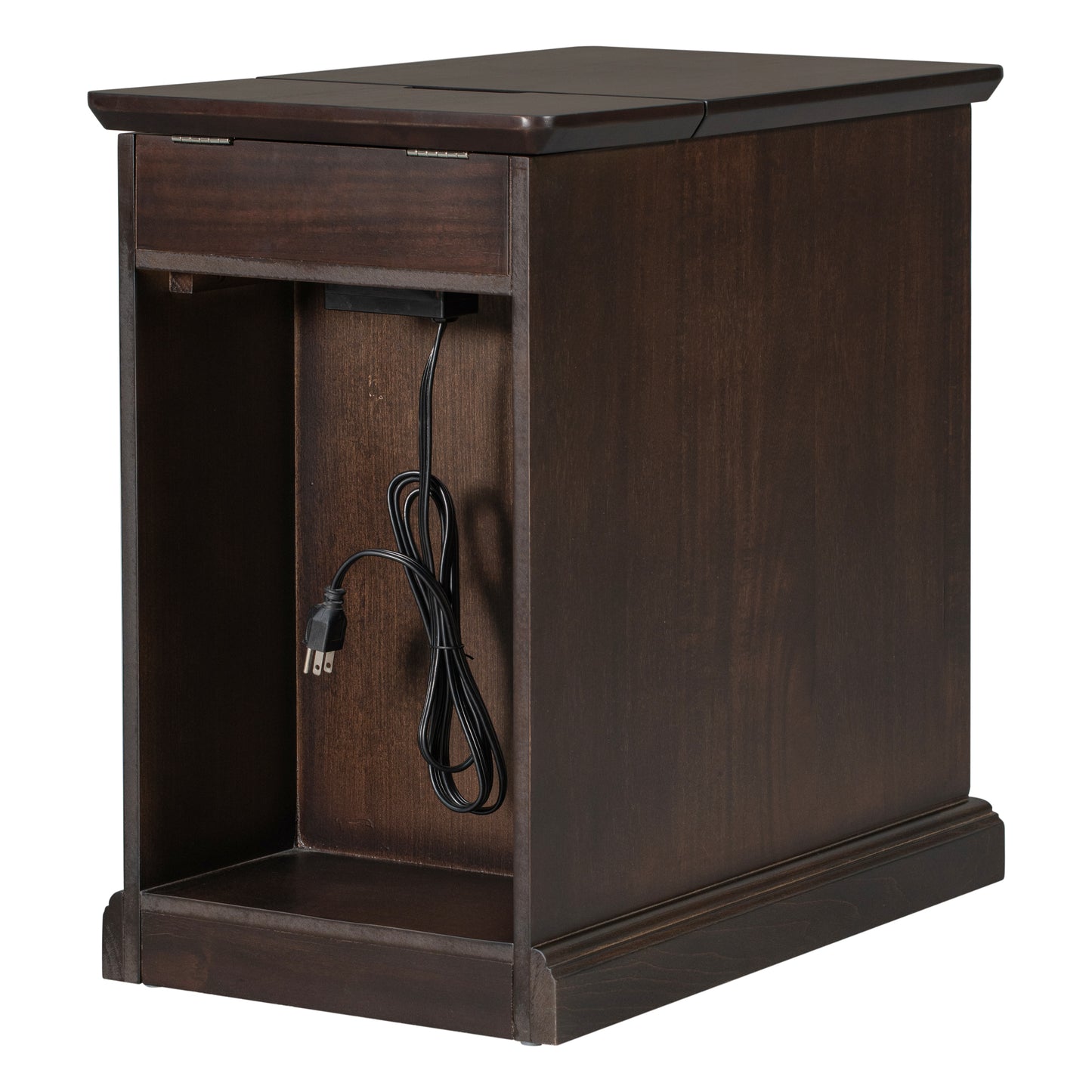 （ 9-12  9-19预计到货）U-Can Classic Vintage Livingroom End Table Side Table with USB Ports and One Multifunctional Drawer with cup holders, Antique Espresso