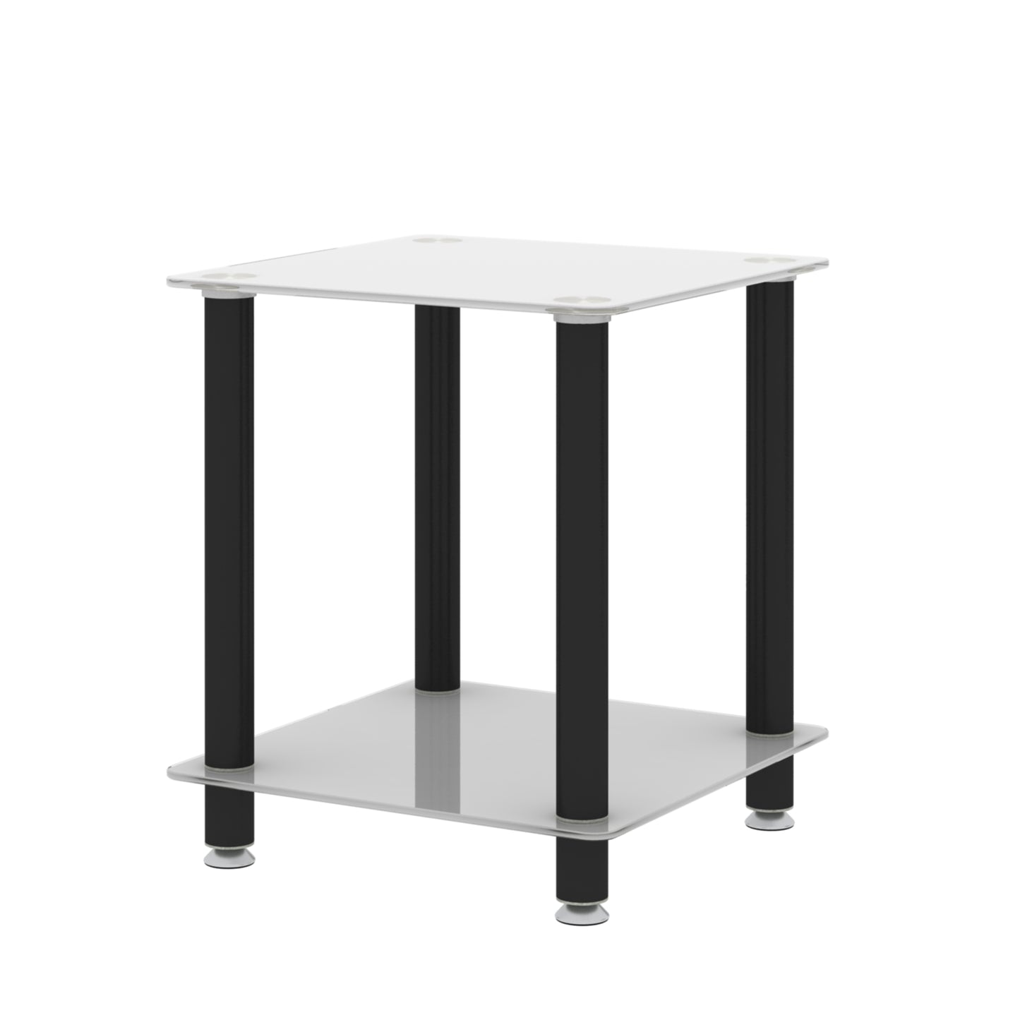 1-Piece White+Black Side Table , 2-Tier Space End Table ,Modern Night Stand, Sofa table, Side Table with Storage Shelve