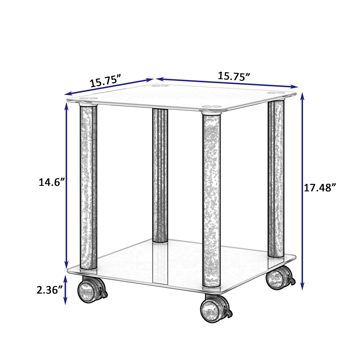 1-Piece White+Black Side Table , 2-Tier Space End Table ,Modern Night Stand, Sofa table, Side Table with Storage Shelve