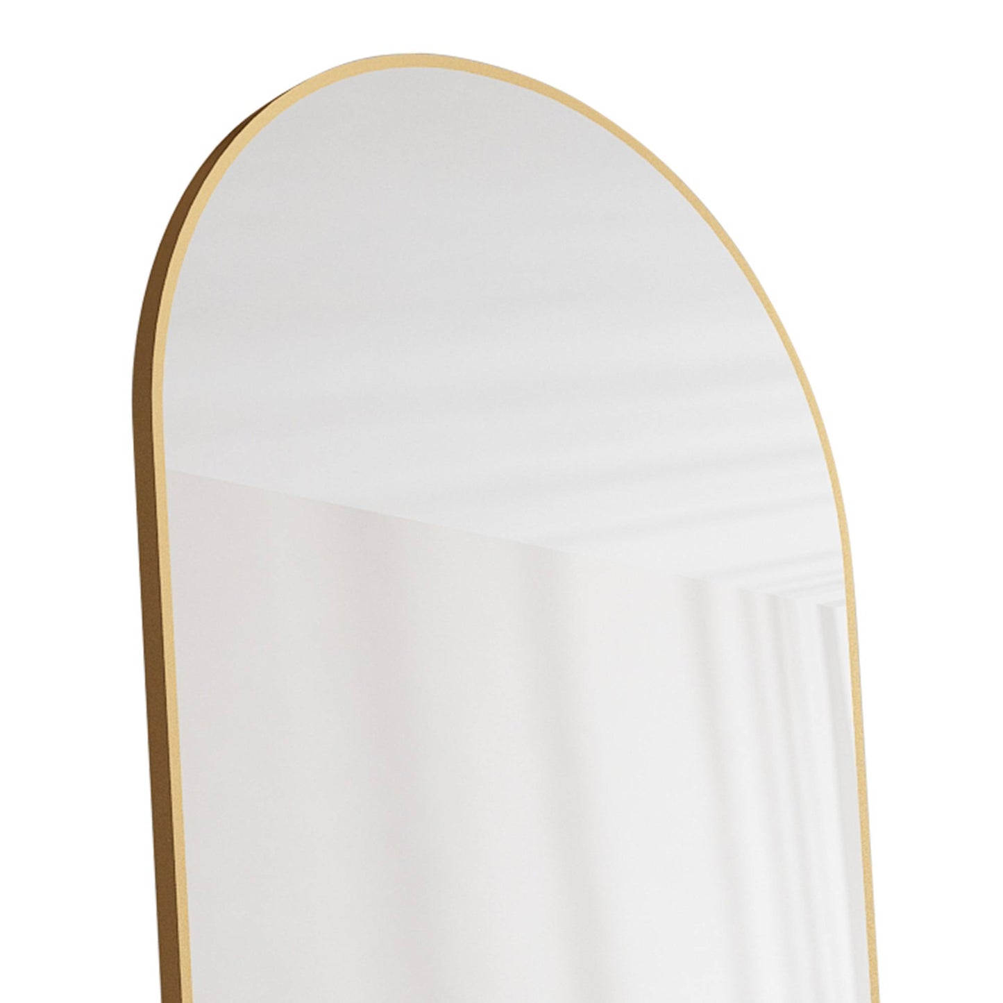 The third generation floor mounted full length rearview mirror. Aluminum alloy metal frame arched wall mirror, bathroom makeup mirror, clothing store, wall mounted. Gold 60 "*16.5"